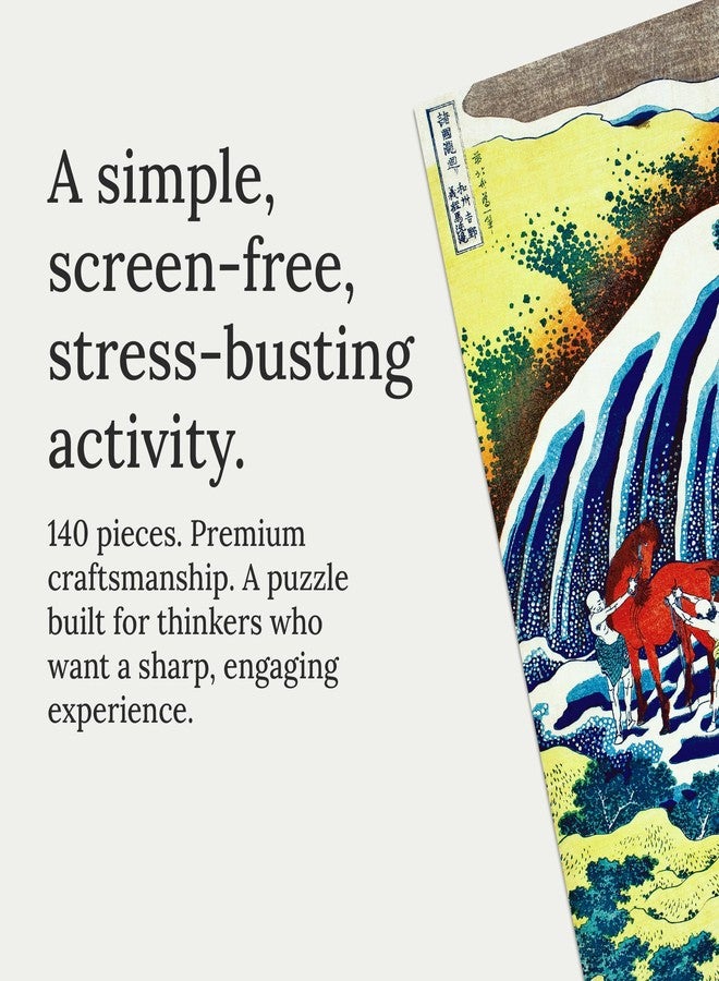 91Knots - The Yoshitsune Horse-Washing Falls Wooden Jigsaw Puzzle (140 Pieces) for Adults and Kids | Japanese Ukiyo-e Artwork | Brain Booster Games & Toys | Ideal for Gifts - Image 2